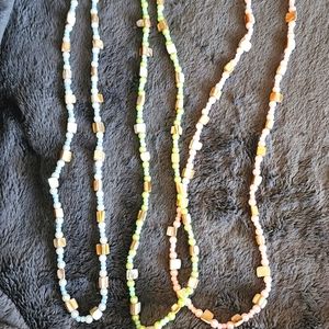 Beaded long necklaces set of 3